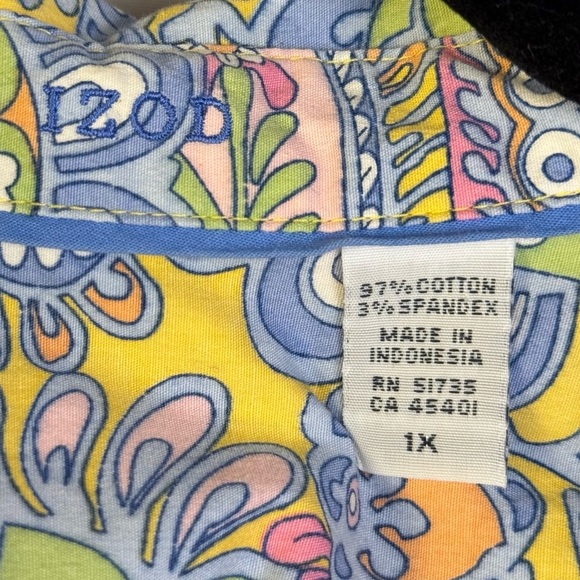 Izod Colorful Patterned Button-up Women’s Size 1X - Picture 3 of 5
